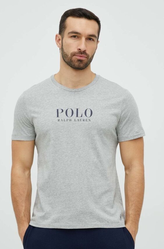 Bavlněné pyžamové tričko Polo Ralph Lauren šedá