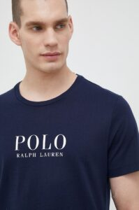 Bavlněné pyžamové tričko Polo Ralph Lauren tmavomodrá