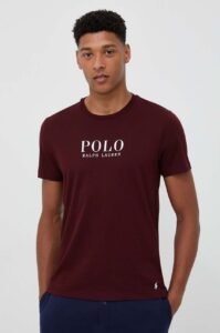Bavlněné pyžamové tričko Polo Ralph Lauren vínová