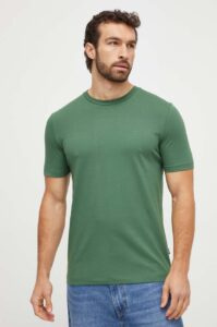 Bavlněné tričko BOSS zelená