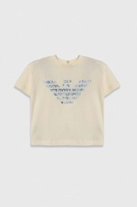 Bavlněné dětské tričko Emporio Armani béžová