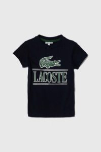 Dětské bavlněné tričko Lacoste tmavomodrá