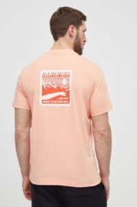 Bavlněné tričko Napapijri S-Gouin růžová barva