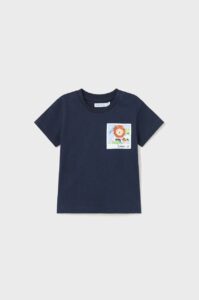 Bavlněné dětské tričko Mayoral tmavomodrá