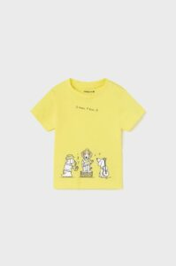 Bavlněné dětské tričko Mayoral žlutá