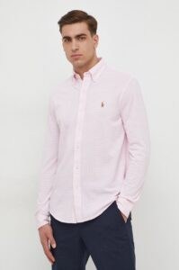 Bavlněná košile Polo Ralph Lauren růžová barva