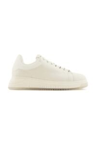 Kožené sneakers boty Emporio Armani béžová