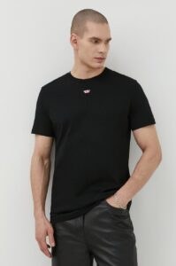 Bavlněné tričko Diesel černá barva