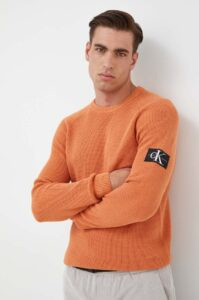 Bavlněný svetr Calvin Klein Jeans oranžová