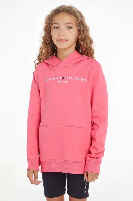 Dětská bavlněná mikina Tommy Hilfiger růžová barva
