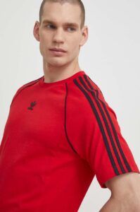 Bavlněné tričko adidas Originals červená barva