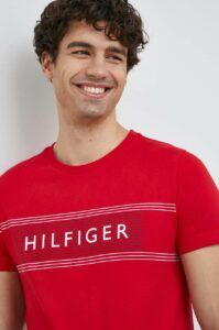 Bavlněné tričko Tommy Hilfiger červená