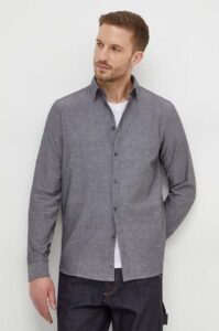 Bavlněná košile Sisley šedá barva