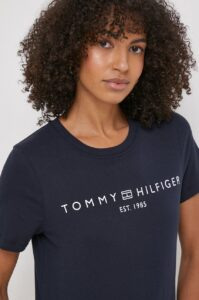 Bavlněné tričko Tommy Hilfiger tmavomodrá