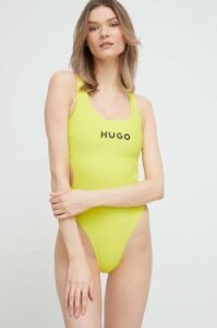 Jednodílné plavky HUGO žlutá barva