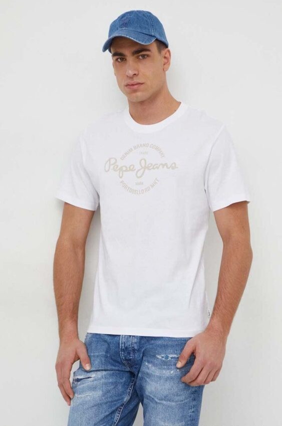 Bavlněné tričko Pepe Jeans Craigton bílá