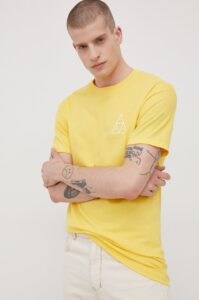 Bavlněné tričko HUF žlutá barva