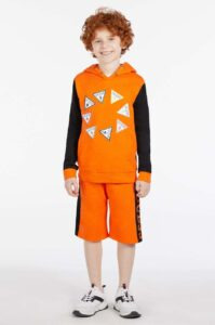 Dětská bavlněná mikina Guess oranžová barva